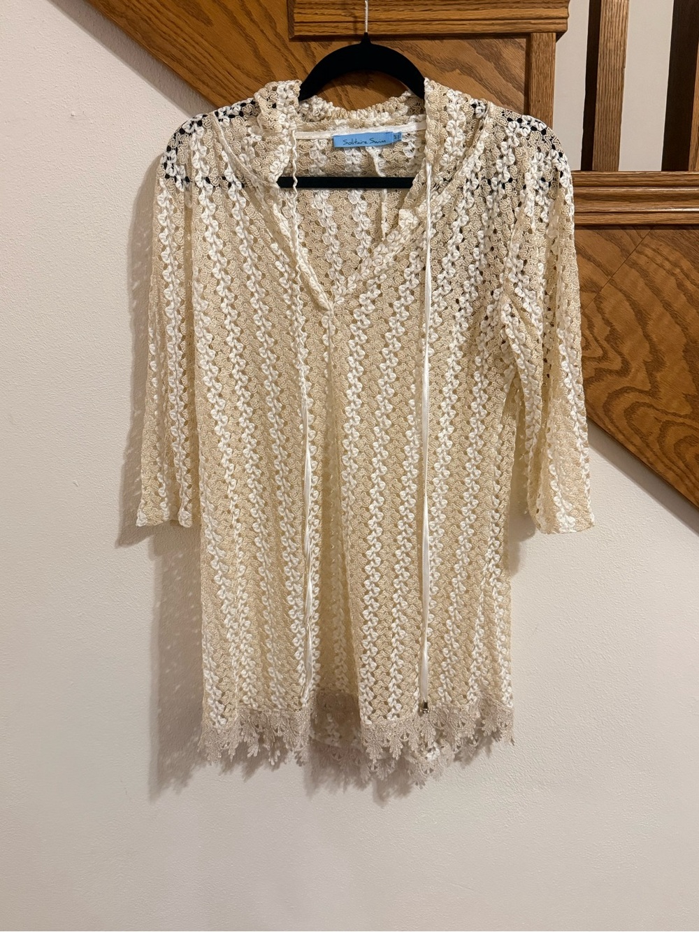 Solitaire Swim Crochet Cover-Up in Cream and Gold